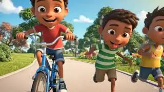 Boys Running Behind Bicycle Cartoon #animatedcartoon #kidsvideo #3danimation #cartoon #dailyvlog