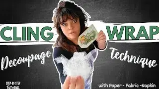 TRYING this DECOUPAGE Method so YOU don't have too! | Cling Wrap Decoupage effect