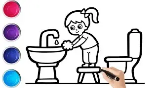 Washing Hands Picture Drawing, Painting, Coloring for Toddlers and Kids | Art for Kids