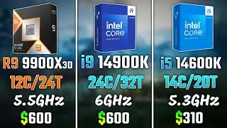 RYZEN 9 9900X3D vs INTEL i9-14900K vs INTEL i5-14600K | Test in 6 Games
