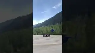 McLaren Senna vs Helicopter drag racing on a private airstrip in the mountains