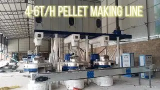4-6T/h biomass wood pellets manufacturing process，biomass pellet machine production line.