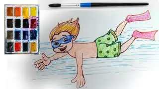 How To Draw A Swimmer For Kids #swimmer