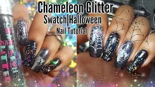 Chameleon Glitter Swatch|Halloween Nail Tutorial