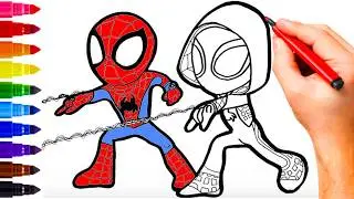 Avengers Coloring Video - Spidey, Hulk, Deadpool & Captain America Team Painting!