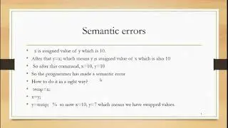 Syntax and Semantic Errors