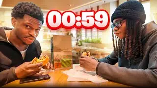 Eating A  Burger in 60 Seconds&hellip; Can We Do It?!