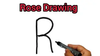How to draw Rose from letter R | Easy Rose drawing for beginners | 