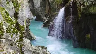 Mountain turquoise stream flowing over rocks 10 hours White noise for sleeping
