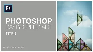 GEOMETRIC COMPOSITION PHOTOSHOP CLOUDS BRUSHES | Tetris | One retouching a day #229