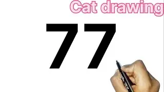 How to draw cat from number 7 | simple steps to draw a cat 