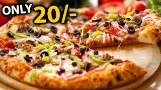 pizza  Dominos Style Veg Supreme Pizza recipe at home in cooker & oven  🙄😮Indian food  || SUNDAYBRO