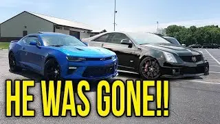 Modded CTS-V vs 17 Camaro SS - Highway Roll Race