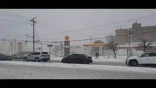 Windy and icy snow storm at Dec. 25, 2025 in Toronto. 