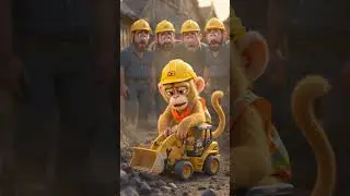 🐒🚜 Monkey Driver Ne Machaya Dhamal on JCB! #cartoon #monkey #jcb #bandar #billionaire