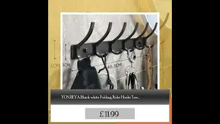 YUNJIEYA Black white Folding Robe Hooks Towel Hanger Nail Wall Rack Hooks Coat Clothes Holder for...