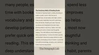 The Declining Habit of Reading Books | Paragraph Writing | The Paragraph Lab |
