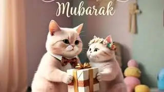 🐱🐈Pink Cats Dance & Exchange Gifts on Eid Day 2 | Cute Couple Celebration😺🐈🔥🎁💝