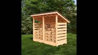 Firewood Shed Plans, Open-Air Wood Storage, 40 ft2 Weather-Resistant Timber Rack for Drying Logs