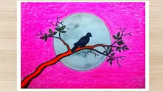 beautiful sunset scenery drawing step by step | gramin scenery drawing for beginners