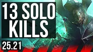 MORDEKAISER vs ORNN (TOP) | 13 solo kills, Legendary, 43k DMG | EUW Master | 25.21