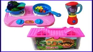 Surprise Dora House | Kitchen Set Velcro Fruits Vegetables With Mixer Grinder | Toys For Kids Fun