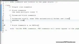 Learn PHP Tutorial Level 1, Chapter 4: Comments