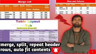 Table layout complete use in nepali || merge cell || split cell || auto fit || rows and column