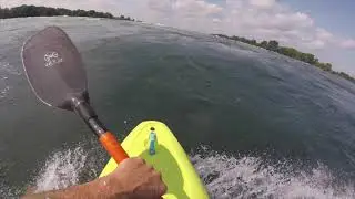 Surfing the waves on the Lachine Rapids on the Saint Lawrence River