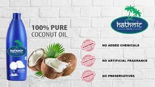 Hathmic 100% Pure Coconut Oil, Naturally Filtered, 500ml Bottle.