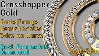 Grasshopper Gold Jewelry Tools - 10 - Hindi - Gems + Prongs/Beads/Twisted Wire on curve Parametric