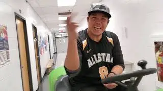 Teaching Reneboy how to operate  ride on auto scrubber