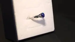 Blue opal, diamond ring