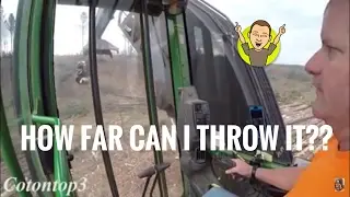 John Deere loader throwing logs, how far can I throw one and a new Channel!