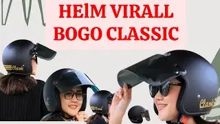 CLASSIC VIRALL!!! Helm Bogo Kaca Datar Smoke, Helm Classic Hitam Doff, Helm Bogo Murah