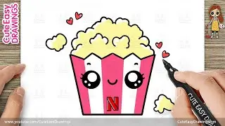 How to Draw a Cute Popcorn Easy for Kids