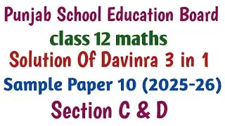 Pseb sample paper solution |davindra 3 in one sample paper no 10|4 & 6marks questions| section C & D