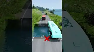 Bus vs water pit #11 #beamngdrive #mcqueenbeamng #cartransport #bus