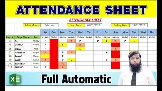 Attendance Sheet - How to Make Automatic Attendance Sheet in MS Excel in Urdu / Hindi.