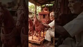 Master Craftsman Creates Royal Chariot from Red Wood 🪵 #shorts #woodcarving #handmade #craftsmanship