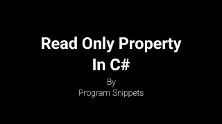 Read Only Property In C#