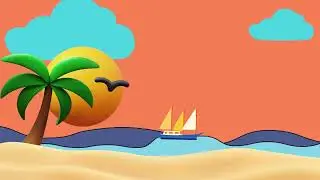 Royalty Free Videos //  Free to Download // Sea Drawing //  Animation /  Beach