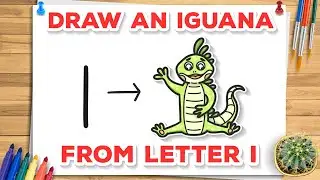 How Draw an iguana from letter I / Easy Drawing Tutorial