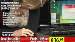 GeneralKeys Optische Mini-Funkmaus 2.4GHz mit Mini-Receiver 