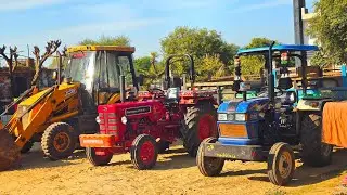 JCB 3dx Eco Loading Mud in Trolley New Mahindra 475 got Frield While Running Swaraj 855 Eicher 380