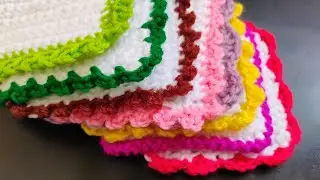 How to Crochet Edge pattern Series - 4 Large Fans #madebyyuma #babyblanket #crochetedging