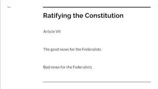 The Ratification Debate