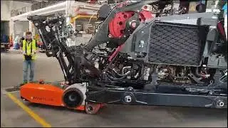 Electric Mover tug Robik Q130 handling Prinoth snowcat  indoor and outdoor