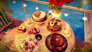 BREAKFAST BY THE BEACH AMBIENCE 🍰🌴 Soft Waves, Lid Sounds, Crunchy, Honey Sounds