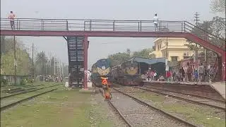 Betna Express Passing Jessore, Double Locomotive Rocket Mail Standing